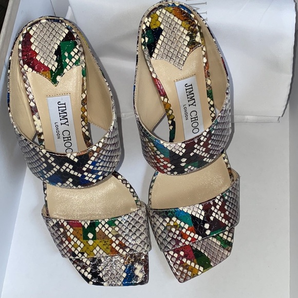 Jimmy Choo hira 85 multicolor snake print skin NWT 5.5 - Picture 5 of 8
